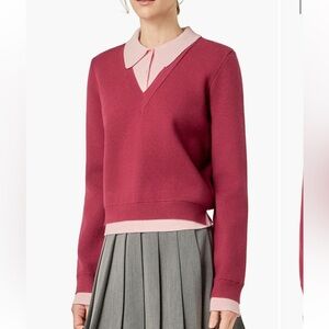 English Factory V-Neck Sweater - Rich Berry